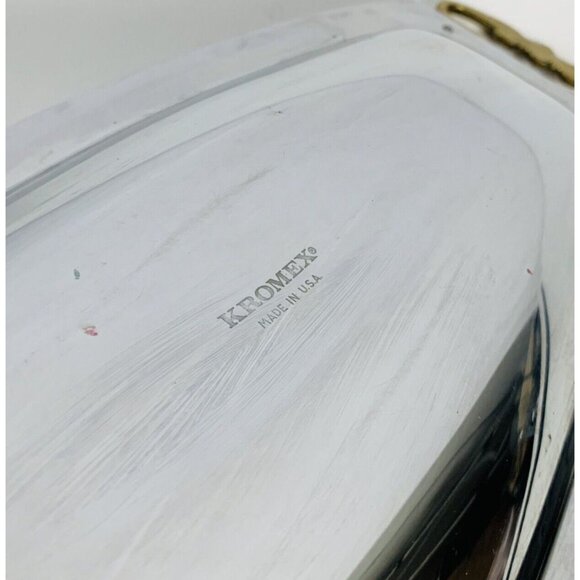 Kromex USA Bread Tray Serving Platter 17 in Brass Handles Special Event Catering - Picture 7 of 9